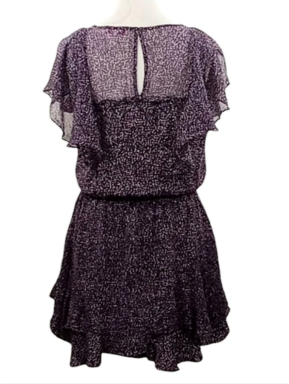 Parker Ruffle Silk Mini Dress in Funfetti Purple Size Small